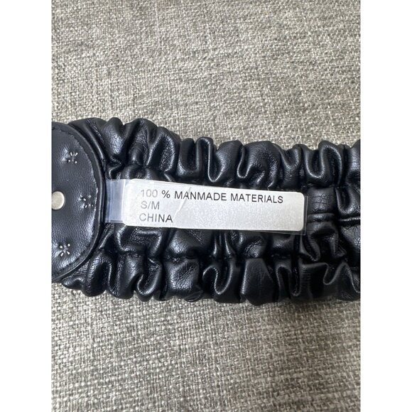 Metro 7 Womens S/M Black Stretch Belt With Silver Tone Metal Accents EMO Goth - Picture 8 of 8